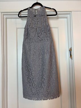 J. Crew Sleeveless Beautiful Lace Midi Dress in Light Gray Size 6